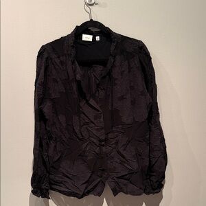 Aritzia Black Floral Blouse